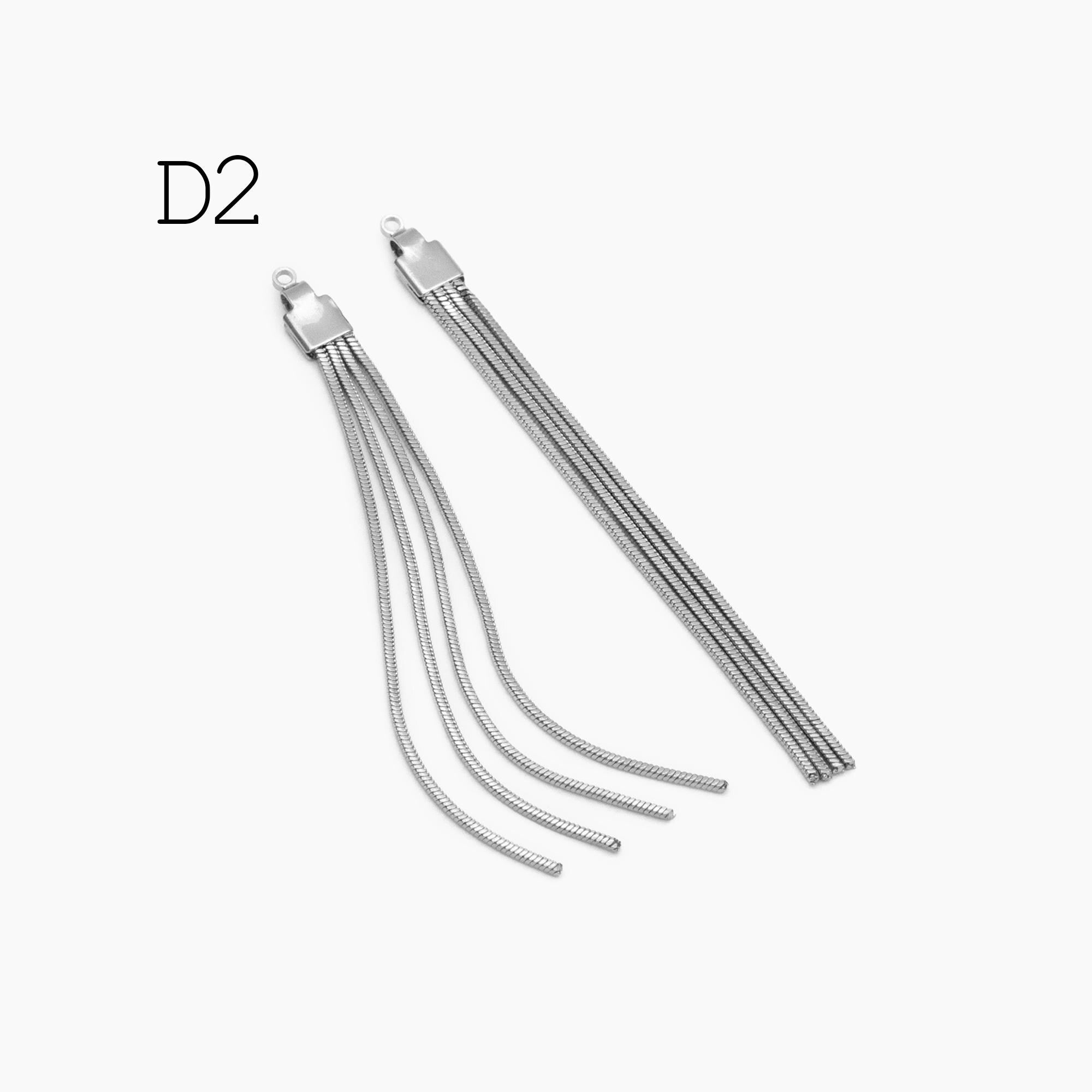 4pcs Chain Tassel Charms 65mm, Gold plated Brass, Tassel Earring Components (GB-3523-D)